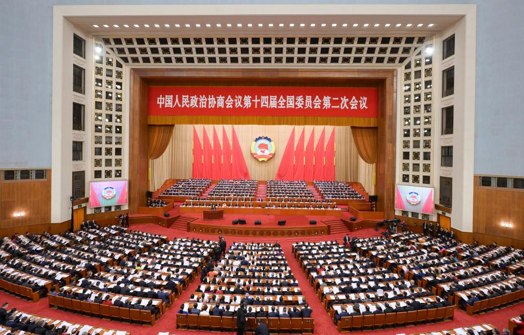 3月4日，中國人民政治協(xié)商會議第十四屆全國委員會第二次會議在北京人民大會堂開幕。新華社記者 李賀 攝